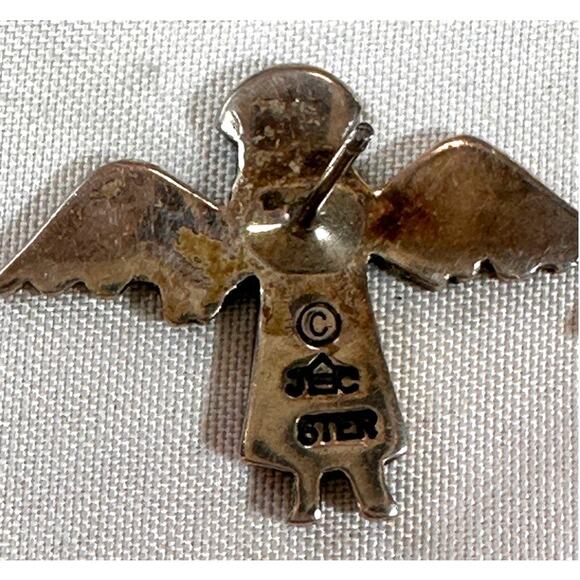 Jeep Collins Sterling Flying Angel Earrings Christian Christmas Designer Rare - Picture 2 of 6